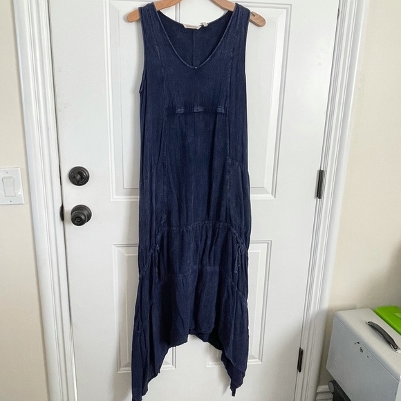 Soft surroundings navy asymmetrical maxi dress - Picture 1 of 5